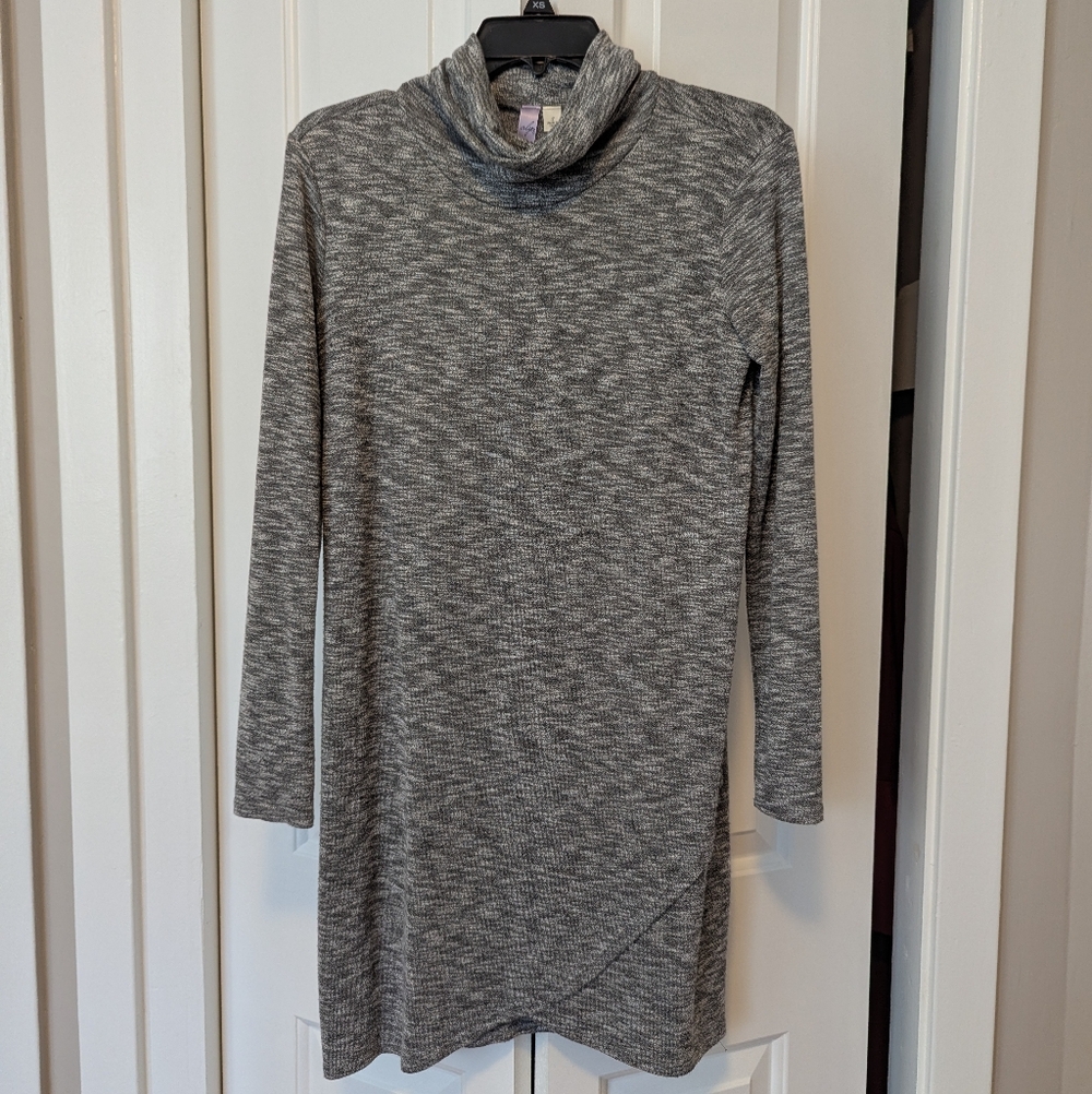 Heather Gray Turtleneck Long Sleeve Sweater Dress